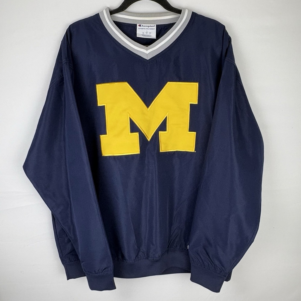 Champion NCAA Vintage Style Michigan Wolverines Pullover Windbreaker Men's Large
